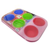 Forma Para Cupcake Colorida 6 Furos e Forminhas De Silicone