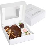 9 X 9 X 2,5 Polegadas Caixa De Torta Branca Com Janela De Visualização (15 Contagem)-caixa De Padaria Média - Auto Pop Cake Box Design - Cai