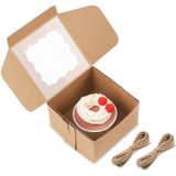 30 Packs Bakery Boxes 4x4x2.5 Polegadas Pequena Caixa De Bolo Marrom Com 66ft Twine Small Kraft Cookie Boxes Com Janela Para Cupcakes, Torta