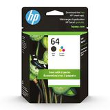 Cartuchos De Tinta Preto/tri-coloridos Hp 64 Originais (2 Pacotes)  Trabalhos Com Hp Envy Inspire 7950e Envy Foto 6200, 7100, 7800  Da S