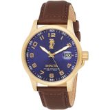 Relógio De Aço Inoxidável De Tom De Ouro Da Invicta I-force 44mm Com Banda De Couro Marrom, Marrom (modelo 15255)