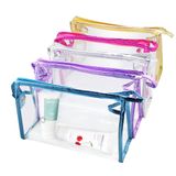 5 Pcs Saco Cosmético Claro Impermeável Com Zíper, Pvc Maquiagem Plástica Transparente Organizando Sacos Viagem Bolsa De Higiene Para Banheir