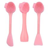 Escova De Limpeza Facial De Silicone 3 Desenhos, 4 Em 1 Esfregador De Rosto Duplo, Escova De Esfoliação Facial De Silicone De Duas Extremida