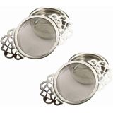 2 Pack Filter Tea Mesh With Drip Bowls Tea Strainers Inoxidável Steel Strainer For Loose Tea Leaf Filter