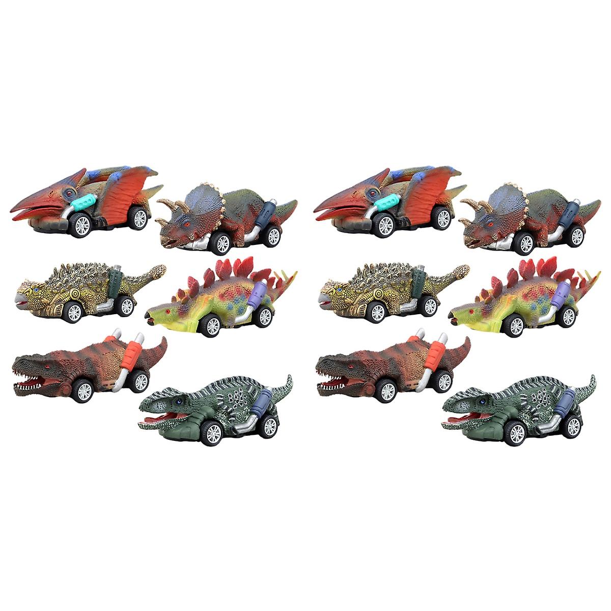 12 Pcs Simulação Dinossauros Modelo Brinquedo Pull-back Carro Brinquedo Kid