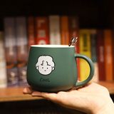 350ml Cute Portrait Coffee Mug, Creative Student Office Mug,