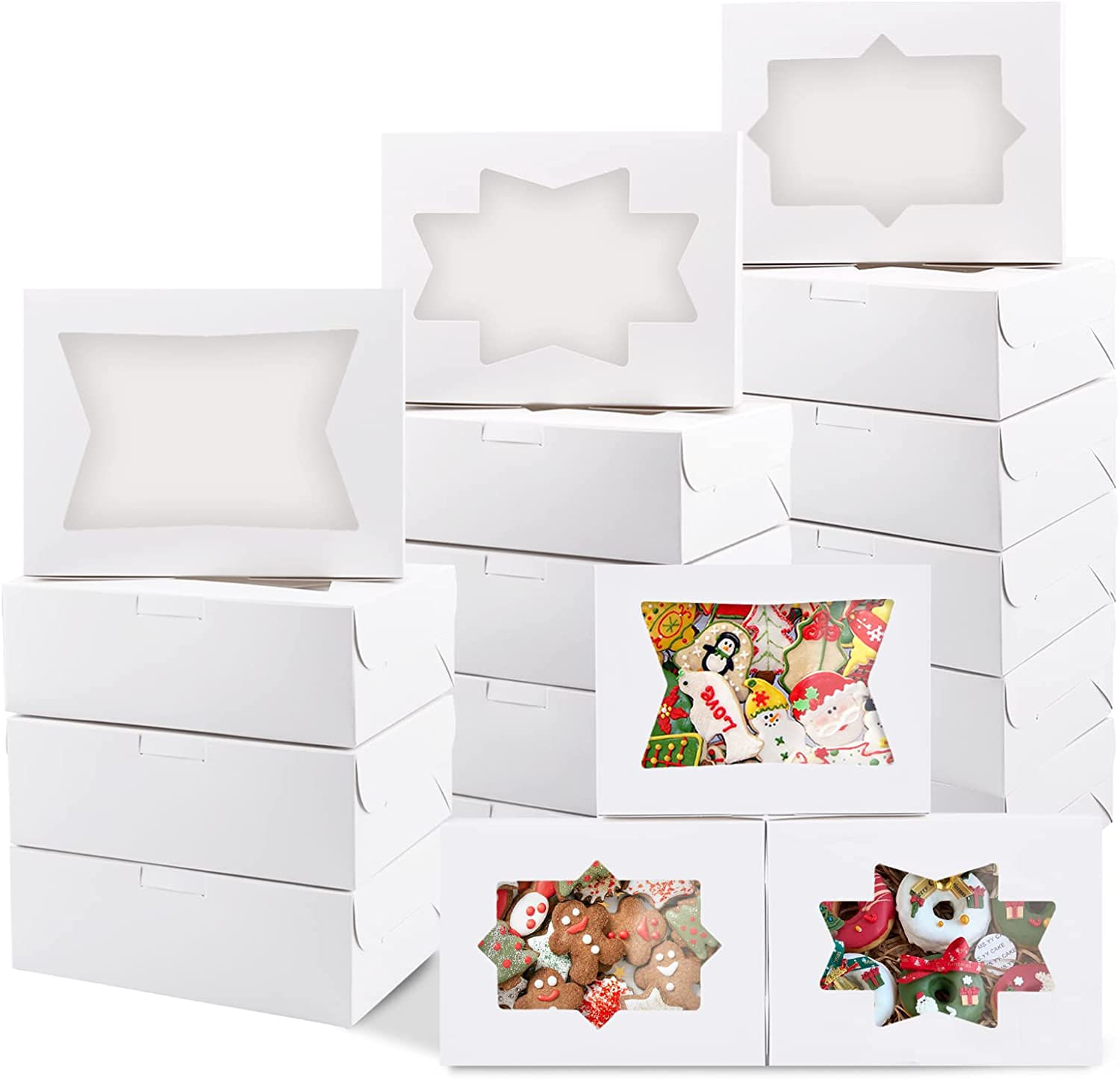 30pcs Caixas De Biscoito Com Janela 3 Estilos White Bakery Treat Boxes Loaf Para Morangos De Chocolate, Cupcakes, Biscoitos, Doces E Doces 8