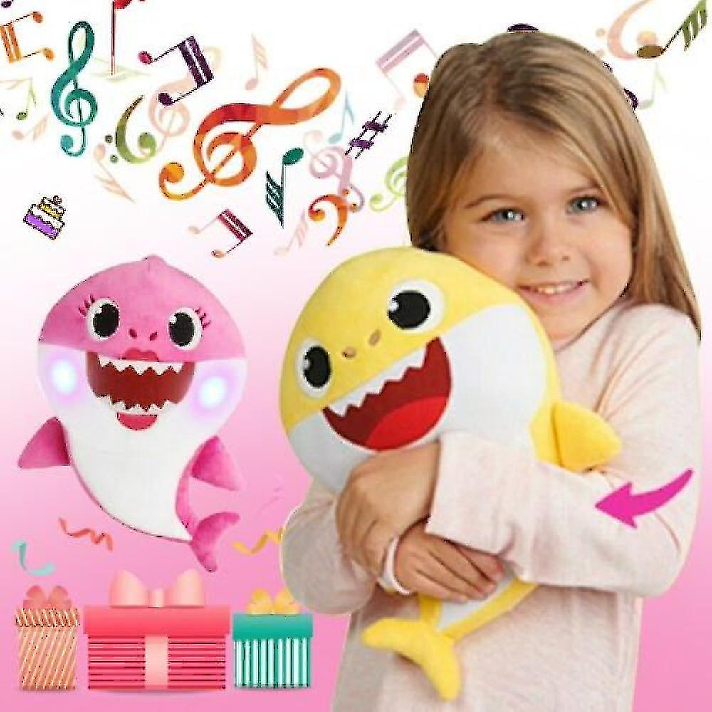 Boneca Macia Bebê Desenhos Animados Tubarão Brinquedo Com Música Cantando Inglês