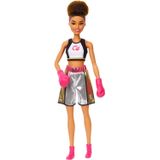 Barbie Boxer Morena Boneca Com Roupa De Boxe E Luvas De Boxe Rosa