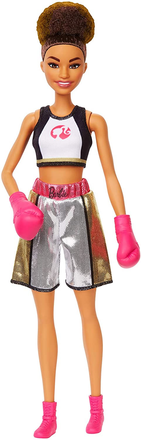 Barbie Boxer Morena Boneca Com Roupa De Boxe E Luvas De Boxe Rosa