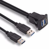 1m Preto Dual Port Usb3.0 Macho Para Fêmea Cabo Quadrado 1m