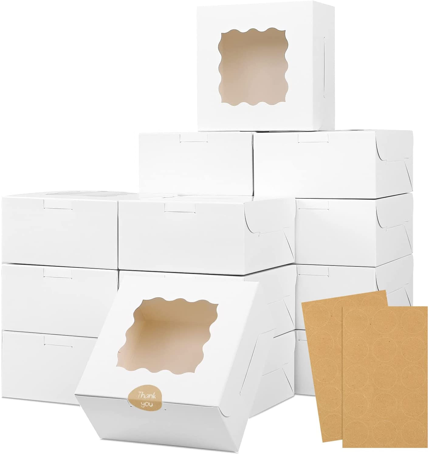 30pcs Bakery Boxes 6x6x3 Polegadas Caixa De Biscoito Branco Com Janela Para Torta Pequena, Morango, Cupcake E Massa