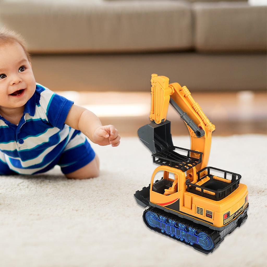 Led Light Construção Escavadeira De Brinquedo Jogar Veículos Amarelo Pa