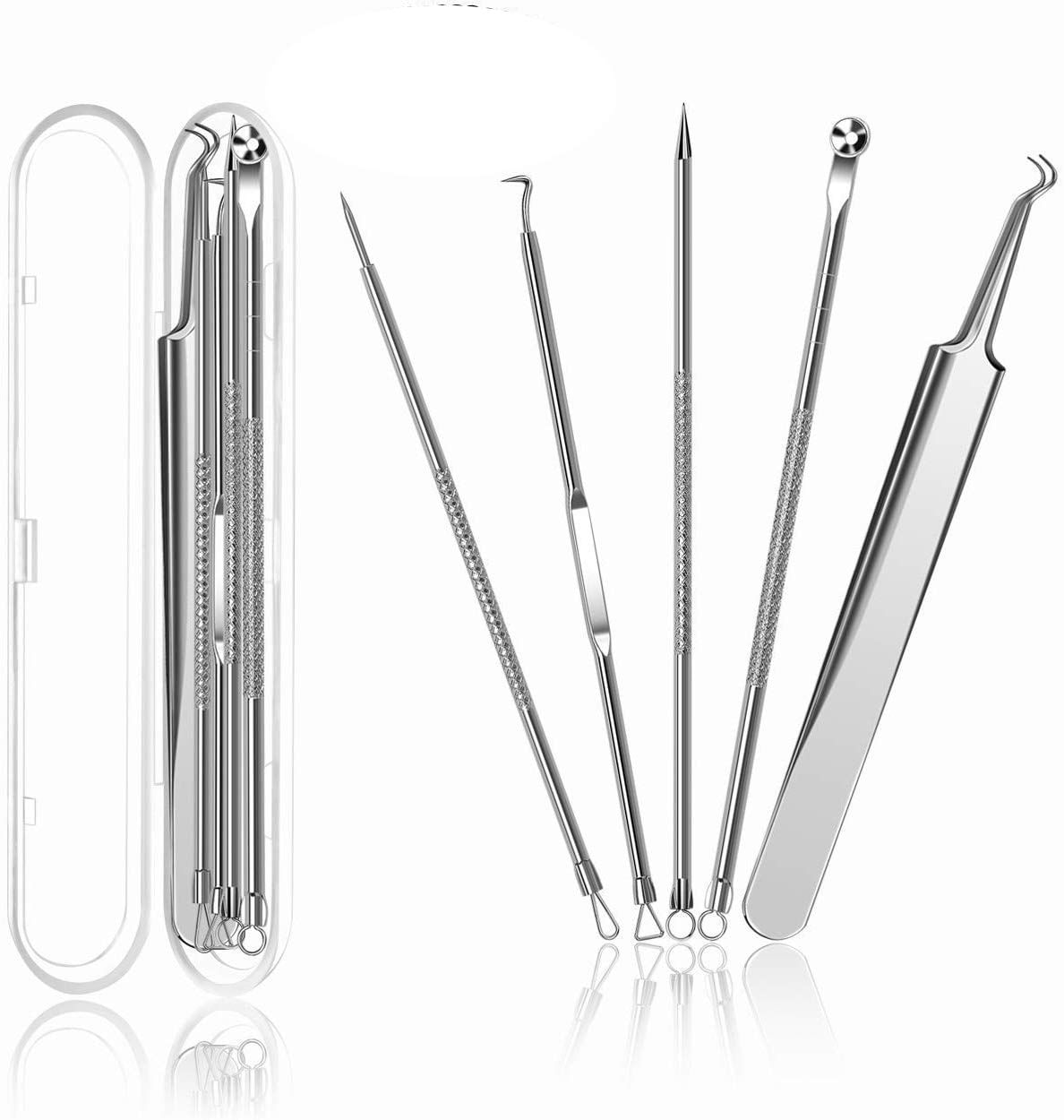 Blackhead Removed Comedone Squeezer Set, Ellolife Blackhead Removedor Com Caixa De Aço Inoxidável, Acne Whiteheads Blackhead Remover Kit Par