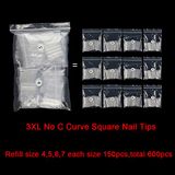 3xl No C Curve Nail Tips, Swetidy 600pcs Refil Tamanho De 4,