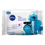 Lenços De Limpeza Demaquilantes 3 Em 1 Nivea Azul Ação Refrescante 25 Unidades