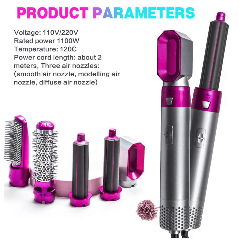 Pente De Ar Quente 5 Em 1 Modelador Automático De Cachos E Alisador De Cabelos