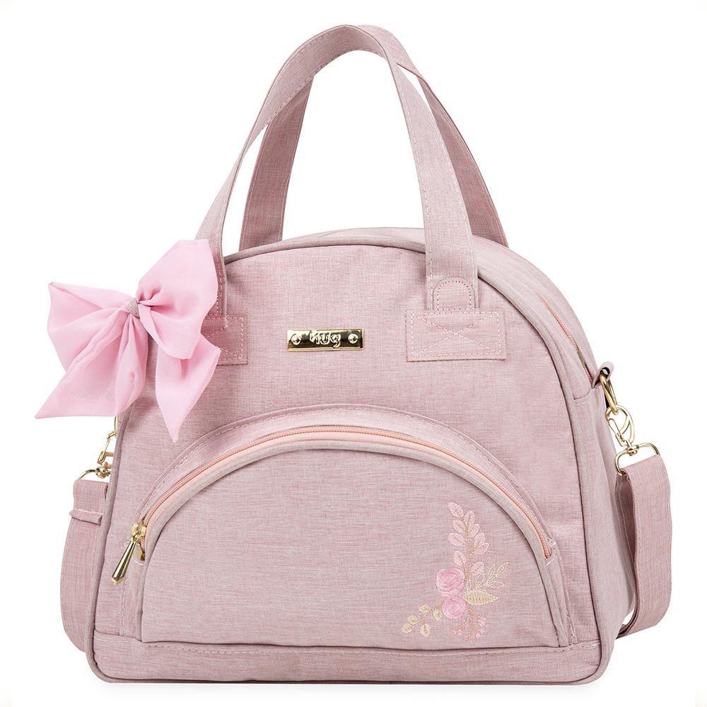 Bolsa De Maternidade Hug Média Floral Rosa