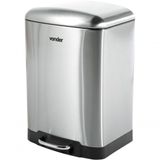 Lixeira Retangular 12 Litros Inox Cinza Vonder