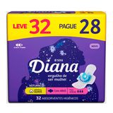 Absorvente Diana Noturno Suave Com Abas Leve 32 Pague 28 Unidades