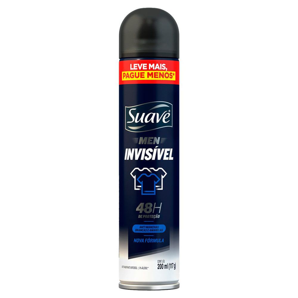 Desodorante Suave Men Invisible Aerosol Antitranspirante 48h 200ml Leve Mais Pague Menos