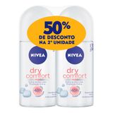 Desodorante Antitranspirante Roll-on Nivea Dry Comfort 48h Com 2 Unidades De 50ml Cada + 50% Desconto Na 2ª Unidade