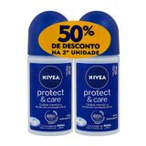 Desodorante Nivea Protect &amp; Care Roll-on Antitranspirante 48h Com 2 Unidades De 50ml Cada 50% Desconto Na 2ª Unidade