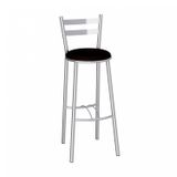 Banqueta Alta Cromada Verona Compoarte Cromado/Preto