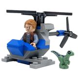 Lego Jurassic World Owen Com Helicóptero E Bebê Raptor