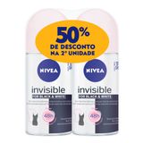 Desodorante Nivea Invisible For Black &amp; White Clear Roll-on 2 Unidades De 50ml Cada + 50% Desconto Na 2ª Unidade
