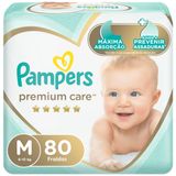 Fralda Pampers Premium Care Tamanho M Pacote Hiper 80 Fraldas Descartáveis