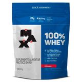 Suplemento Alimentar Whey 100% Max Titanium Sabor Morango Refil 900g