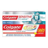 Kit Creme Dental Colgate Sensitive Pro-alivio Real White 110g E Ganhe Colgate Total 12 Clean Mint Com 90g