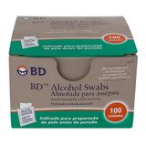 Álcool Swabs Bd Almofadas Para Assepsia Com 100 Unidades