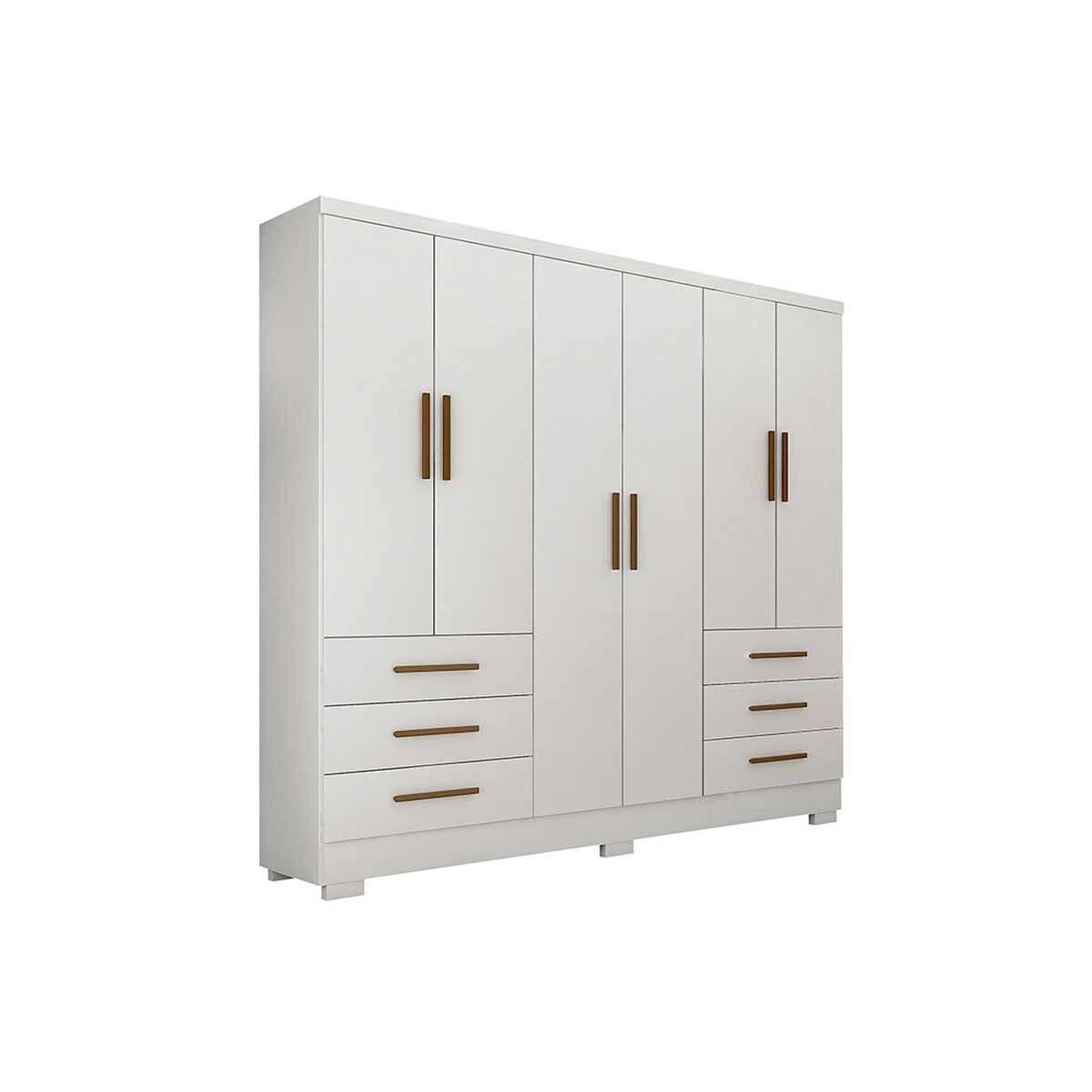 Guarda Roupa Casal 4 Portas E 6 Gavetas C Pes Encant Branco Novo Horizonte