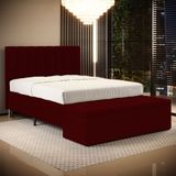 Cabeceira Nashira E Calçadeira Baú Navi 195 Para Cama King Z-002 Sued Bordô Aradecor