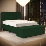 Cabeceira Nashira E Calçadeira Baú Navi 195 Para Cama King Z-018 Sued Verde Aradecor