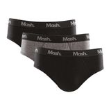 Kit 3 Slip Cueca Mash Masculino Algodão Elástico Conforto Preto 01 M