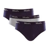 Kit 3 Slip Cueca Mash Masculino Algodão Elástico Conforto Azul Escuro P