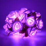 Luzes Led Rosa Dos Namorados, 20 Led Bateria Operada Corda Flor Romântica Rosa Branca Com Folhas Verdes, Lâmpada De Luz Decorativa De 7 Pés,