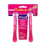 Aparelho De Depilação Gillette Prestobarba Ultragrip3 Rosa Descartável Com 2 Unidades