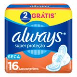 Absorvente Always Super Proteção Seca Com Abas 16 Unidades