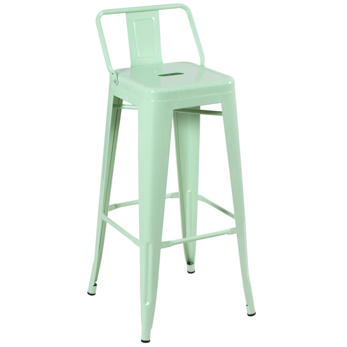 Banqueta alta Iron Tolix com encosto - 76 cm - Verde claro