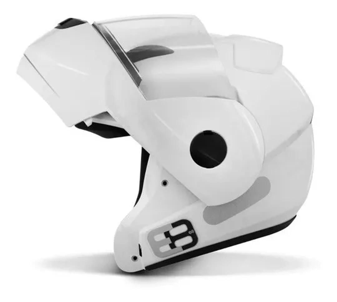 Capacete Articulado Ebf E8 Escamoteável Robocop Motoboy Moto - Branco - 56