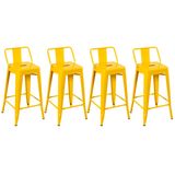 Kit - 4 x banquetas Iron Tolix com encosto - 65 cm - Industrial - Vintage - Amarelo