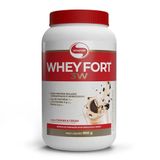 Whey Protein Isolado E Hidrolisado Fort 3w Vitafor Sabor Cookies &amp; Cream Com 900g