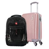 Kit Mala De Viagem De Bordo Londres Rose + Mochila Executiva Fuji Swiss Move