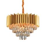 Lustre/pendente Metal Dourado Com Cristais 7 Lâmpadas E14 - Sindora Iluminação Única Unic