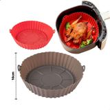 Kit 2 Forma Silicone Redonda Alça Air Fryer 16x4,5cm