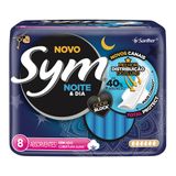 Absorvente Sym Noite &amp; Dia Cobertura Suave Com Abas 8 Unidades